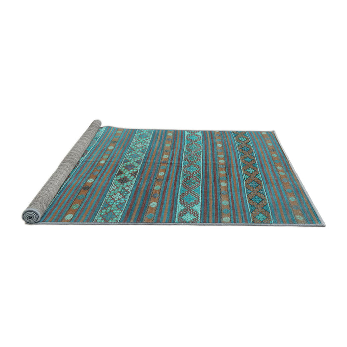 Sideview of Machine Washable Oriental Light Blue Traditional Rug, wshcon862lblu