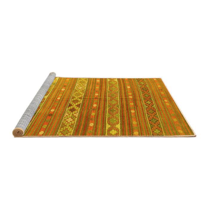 Sideview of Machine Washable Oriental Yellow Traditional Rug, wshcon862yw