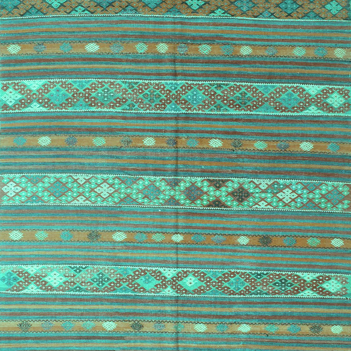 Machine Washable Oriental Turquoise Traditional Area Rugs, wshcon862turq