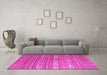 Machine Washable Oriental Pink Traditional Rug in a Living Room, wshcon862pnk