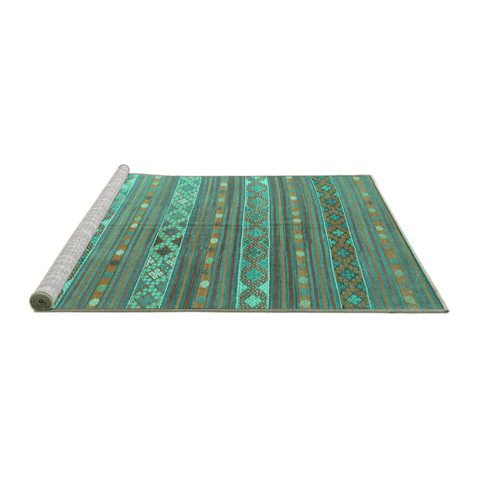 Sideview of Machine Washable Oriental Turquoise Traditional Area Rugs, wshcon862turq