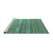 Sideview of Machine Washable Oriental Turquoise Traditional Area Rugs, wshcon862turq