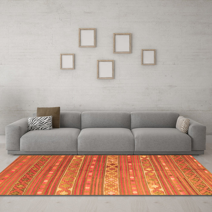 Machine Washable Oriental Orange Traditional Area Rugs in a Living Room, wshcon862org