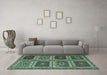 Machine Washable Abstract Turquoise Contemporary Area Rugs in a Living Room,, wshcon863turq