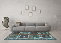 Machine Washable Abstract Light Blue Contemporary Rug, wshcon863lblu