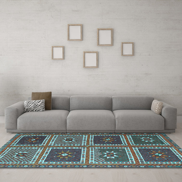 Machine Washable Abstract Light Blue Contemporary Rug in a Living Room, wshcon863lblu