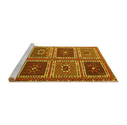 Sideview of Machine Washable Abstract Yellow Contemporary Rug, wshcon863yw