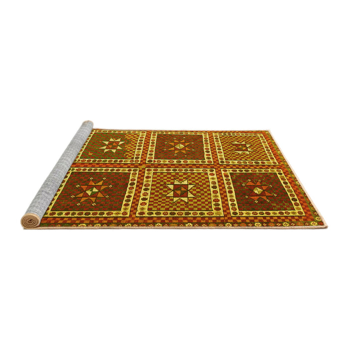 Sideview of Machine Washable Abstract Yellow Contemporary Rug, wshcon863yw
