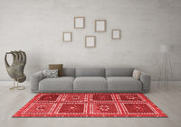 Machine Washable Abstract Red Contemporary Rug, wshcon863red