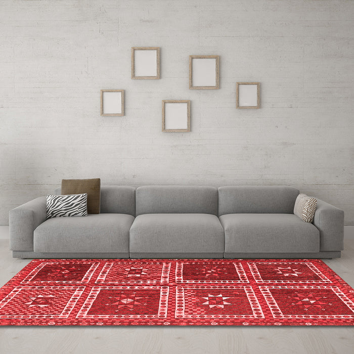 Contemporary Red Washable Rugs