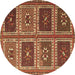 Round Machine Washable Abstract Brown Contemporary Rug, wshcon863brn