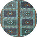 Round Machine Washable Abstract Light Blue Contemporary Rug, wshcon863lblu