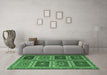 Machine Washable Abstract Emerald Green Contemporary Area Rugs in a Living Room,, wshcon863emgrn