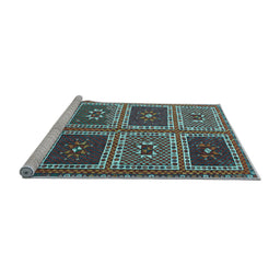 Sideview of Machine Washable Abstract Light Blue Contemporary Rug, wshcon863lblu