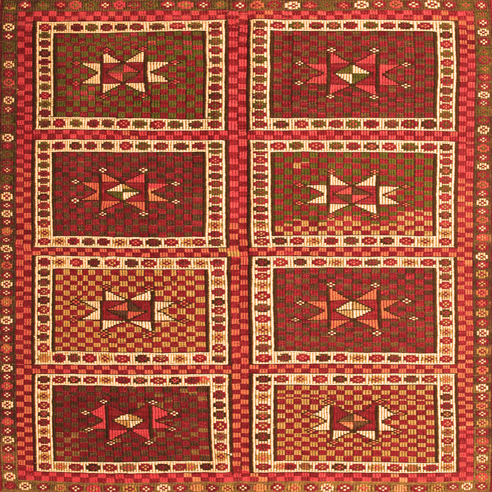 Round Machine Washable Abstract Orange Contemporary Area Rugs, wshcon863org