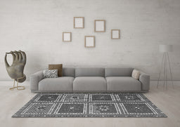 Machine Washable Abstract Gray Contemporary Rug in a Living Room,, wshcon863gry