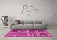 Machine Washable Abstract Pink Contemporary Rug, wshcon863pnk