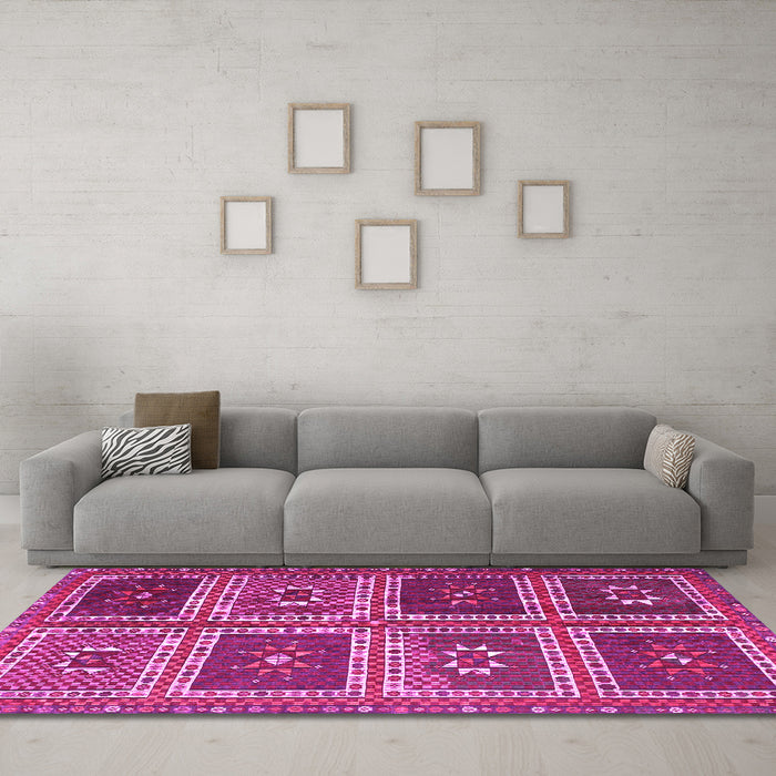Machine Washable Abstract Pink Contemporary Rug in a Living Room, wshcon863pnk