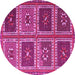 Round Machine Washable Abstract Pink Contemporary Rug, wshcon863pnk