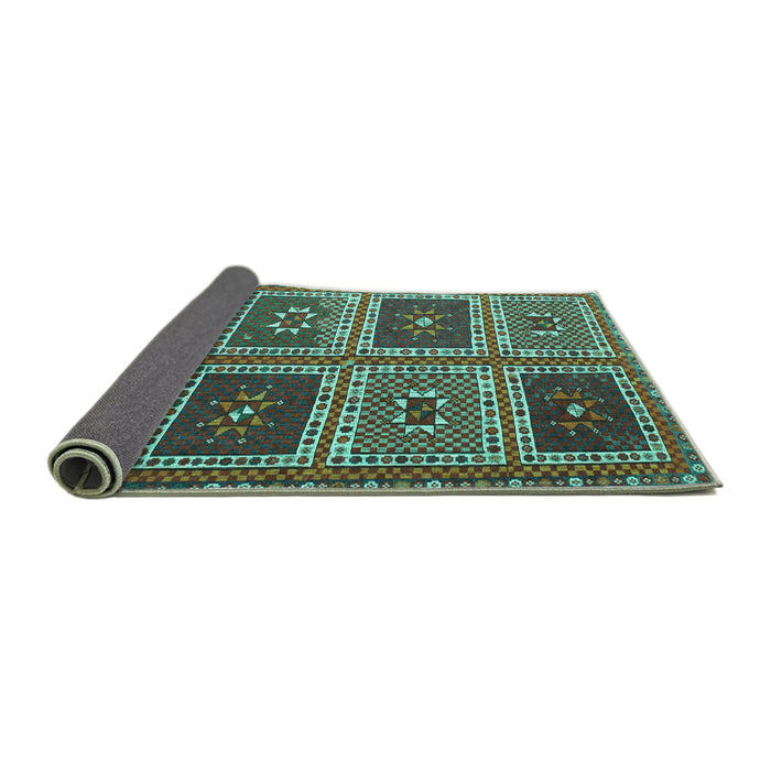 Sideview of Abstract Turquoise Contemporary Rug, con863turq