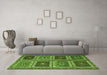 Machine Washable Abstract Green Contemporary Area Rugs in a Living Room,, wshcon863grn