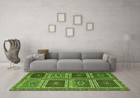 Machine Washable Abstract Green Contemporary Rug, wshcon863grn