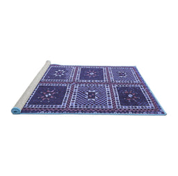 Sideview of Machine Washable Abstract Blue Contemporary Rug, wshcon863blu