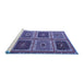 Sideview of Machine Washable Abstract Blue Contemporary Rug, wshcon863blu