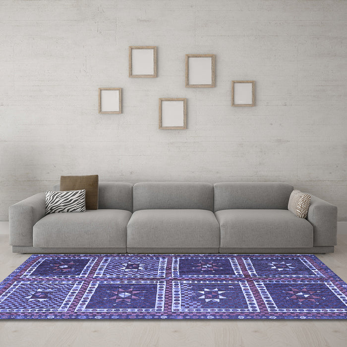 Machine Washable Abstract Blue Contemporary Rug in a Living Room, wshcon863blu