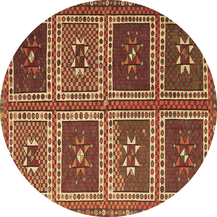 Round Abstract Brown Contemporary Rug, con863brn