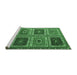 Sideview of Machine Washable Abstract Emerald Green Contemporary Area Rugs, wshcon863emgrn