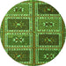 Square Abstract Green Contemporary Rug, con863grn