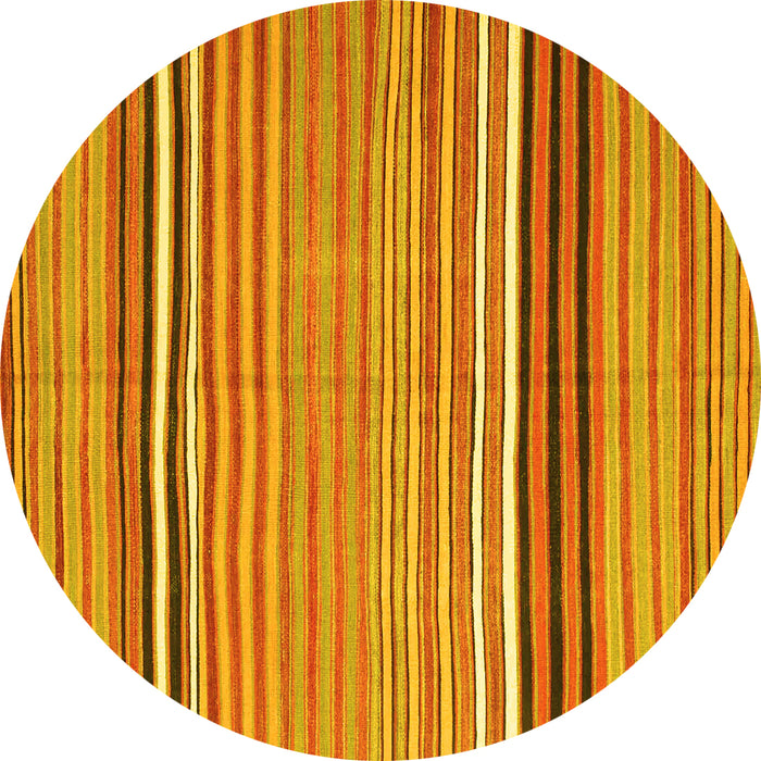 Round Oriental Yellow Traditional Rug, con864yw
