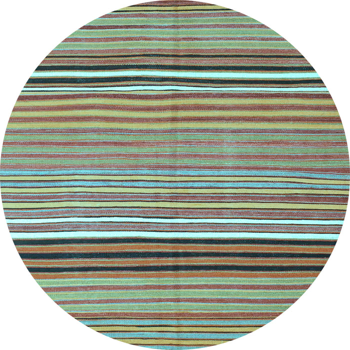 Round Machine Washable Oriental Light Blue Traditional Rug, wshcon864lblu