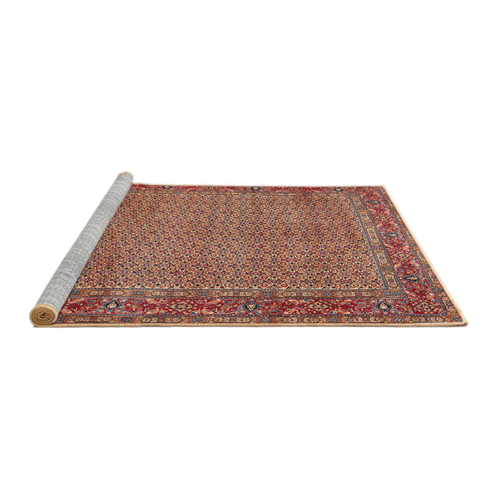 Serging Thickness of Machine Washable Contemporary Tangerine Pink Rug, wshcon865