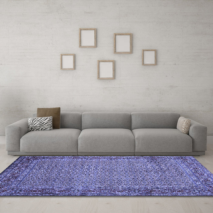 Machine Washable Abstract Blue Contemporary Rug in a Living Room, wshcon865blu