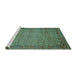 Sideview of Machine Washable Abstract Turquoise Contemporary Area Rugs, wshcon865turq