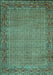 Abstract Turquoise Contemporary Rug, con865turq