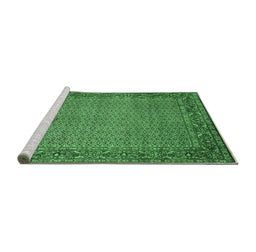 Sideview of Machine Washable Abstract Emerald Green Contemporary Area Rugs, wshcon865emgrn