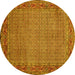 Round Abstract Yellow Contemporary Rug, con865yw