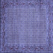 Square Machine Washable Abstract Blue Contemporary Rug, wshcon865blu