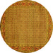 Round Machine Washable Abstract Yellow Contemporary Rug, wshcon865yw