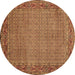 Round Machine Washable Abstract Brown Contemporary Rug, wshcon865brn