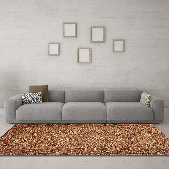 Machine Washable Abstract Brown Contemporary Rug in a Living Room,, wshcon865brn