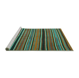 Sideview of Machine Washable Oriental Turquoise Traditional Area Rugs, wshcon866turq