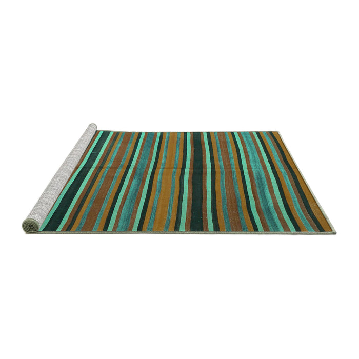 Sideview of Machine Washable Oriental Turquoise Traditional Area Rugs, wshcon866turq