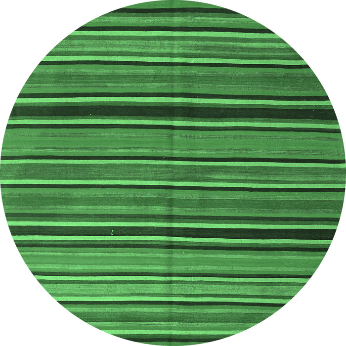 Round Machine Washable Oriental Emerald Green Traditional Area Rugs, wshcon866emgrn