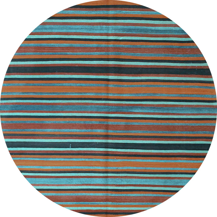 Round Machine Washable Oriental Light Blue Traditional Rug, wshcon866lblu