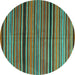 Round Oriental Turquoise Traditional Rug, con866turq