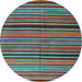 Round Oriental Light Blue Traditional Rug, con866lblu